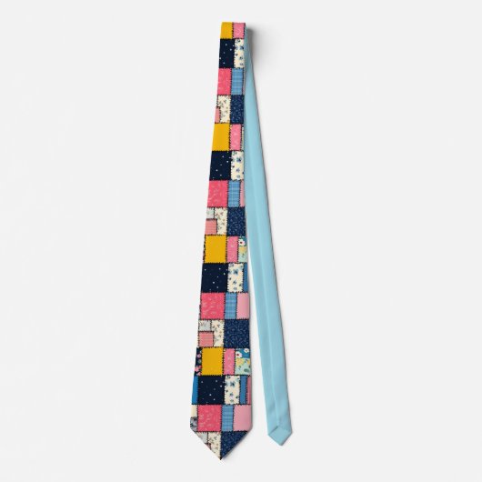 Schattig patchwork ontwerp, speels patroon stropdas (Voorkant)