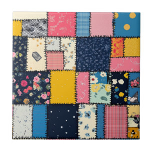 Schattig patchwork ontwerp, speels patroon tegeltje