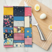 Schattig patchwork ontwerp, speels patroon theedoek (Quarter Fold)