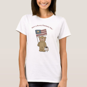 Schattig Patriottisch Land Teddy Bear en Lamb T-S T-shirt