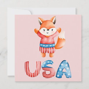 Schattig Patriottische Fox Flat Wenskaart
