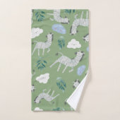 Schattig patroon van het groene safari-zebra bad handdoek (Handdoek)