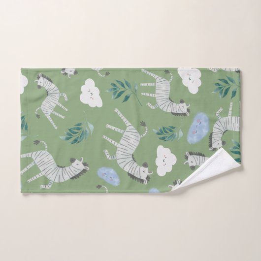 Schattig patroon van het groene safari-zebra bad handdoek (Handdoek)