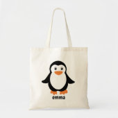schattig Penguin cartoon Aangepaste jouw naam of t Tote Bag (Voorkant)