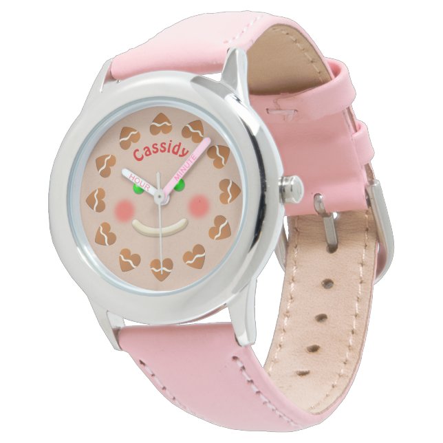 Schattig peperkoek man gezicht horloge (Gekanteld)