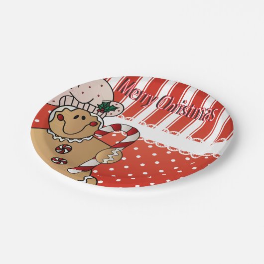 Schattig peperkoek man kerst plezier papieren bordje (Gekanteld)