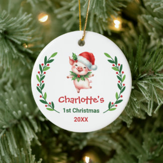 Schattig Persoonlijk Baby Eerste Kerstmis Feesteli Keramisch Ornament