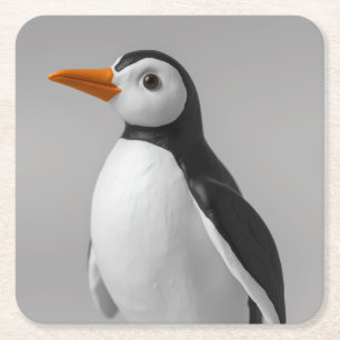 Schattig Pinguïnontwerp – Aardig Winterdier Vierkante Kartonnen Onderzetter