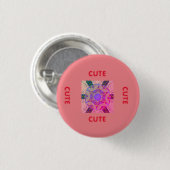 schattig PINK _RED Ronde Button 3,2 Cm (Voorkant /achterkant)
