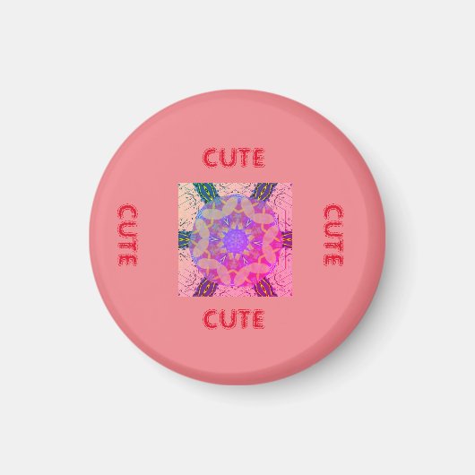schattig PINK _RED _ROUND Magnet Magneet (Voorkant)