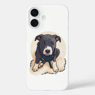 Schattig Pitbull Puppies Hond Cartoon Ontwerp iPhone 16 Hoesje