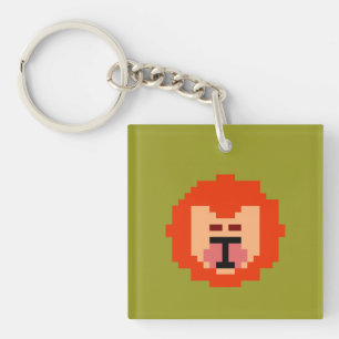 Schattig pixel leeuwengezicht  sleutelhanger