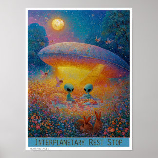 Schattig 'PLANETAIR RUSTPUNT' buitenaards picknick Poster