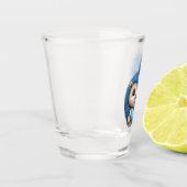 Schattig pluizig blauw dier shot glas (Links)
