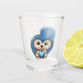 Schattig pluizig blauw dier shot glas