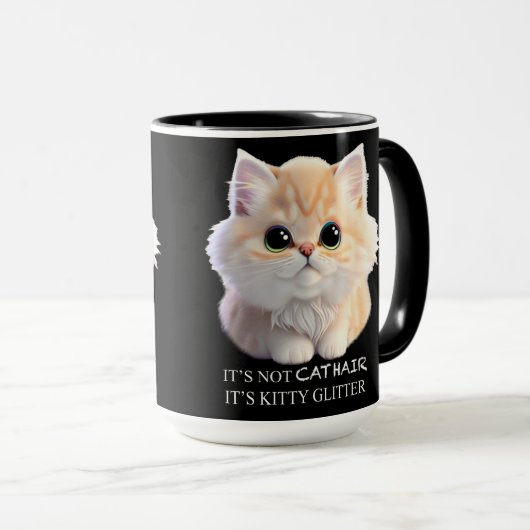 Schattig pluizig sinaasappel en witte kitten cat mok (Voorkant rechts)