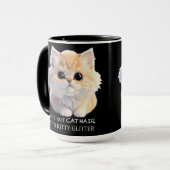 Schattig pluizig sinaasappel en witte kitten cat mok (Voorkant links)