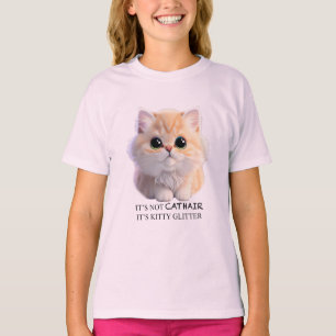 Schattig pluizig sinaasappel en witte kitten cat t-shirt