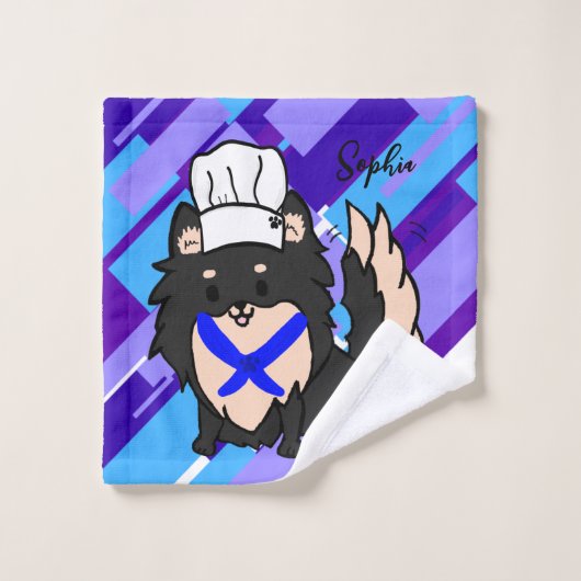 schattig pom chef zwart washandje (Wasdoekje)