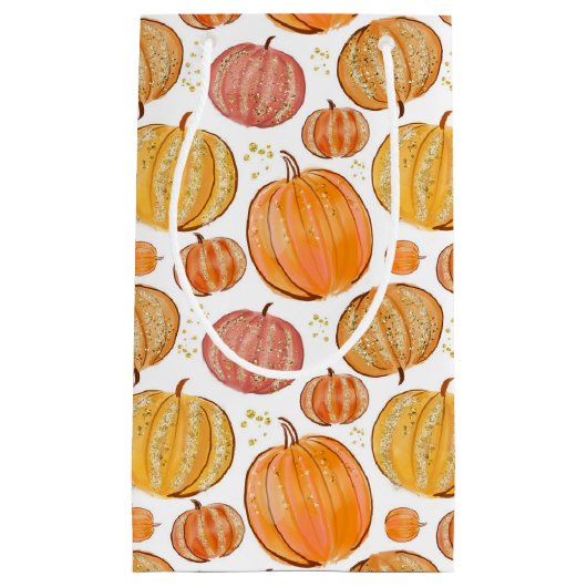 schattig pompoen betegelde Herfst Seizoensgebonden Klein Cadeauzakje (Voorkant)