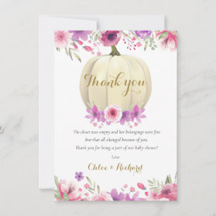 Schattig Pompoen Bloem Roze Baby Shower Gedicht Be Bedankkaart