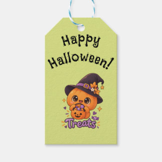 Schattig Pompoen Karakter 🎃🧡 Cadeaulabel