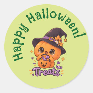 Schattig Pompoen Karakter 🎃🧡 Ronde Sticker
