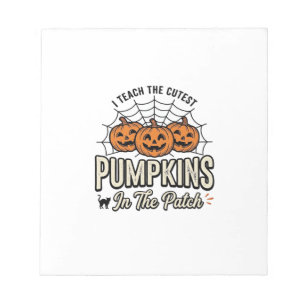 Schattig Pompoen Leraar Halloween Ontwerp_1 Notitieblok