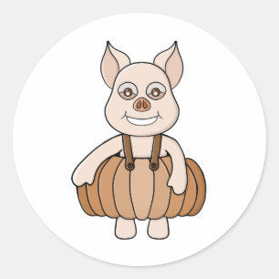 Schattig pompoenvarken ronde sticker