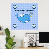 Schattig Poster Kawaii Narwhal (Thuiskantoor)