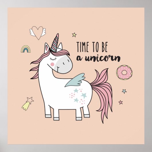 Schattig Poster Unicorn (Voorkant)