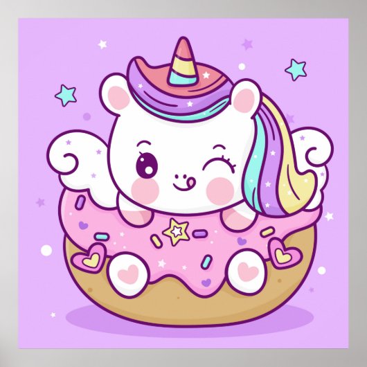 Schattig Poster Unicorn (Voorkant)