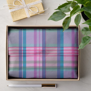 Schattig Preppy Retro Plaid Patroon in Roze en Bla Tissuepapier