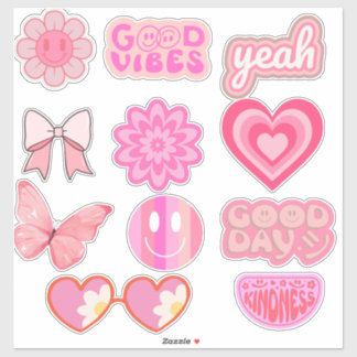 schattig preppy roze sticker