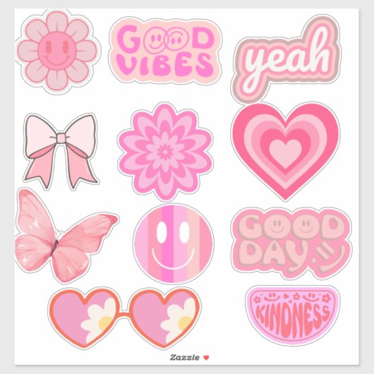 schattig preppy roze sticker (Vel)