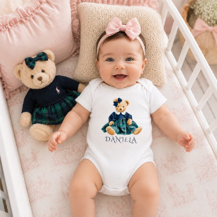 Schattig Preppy Teddyspeeltje Meisje Romper