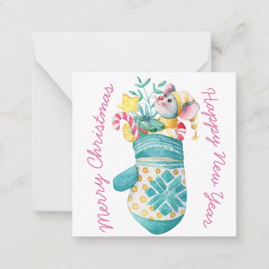 Schattig prettig kerstfeest notitiekaartje (Voorkant)