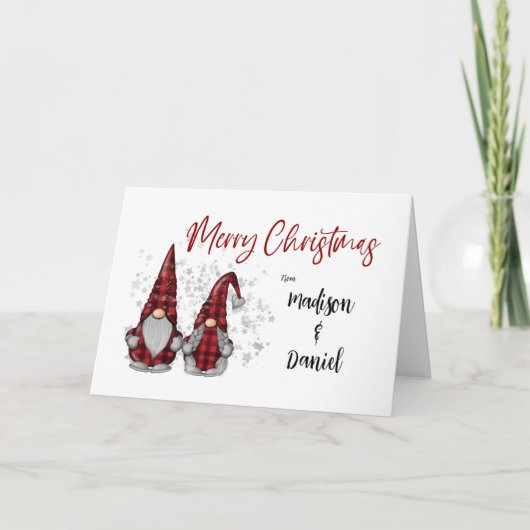 Schattig prettig kerstfeest rustieke kabouter rode feestdagen kaart (Voorkant)