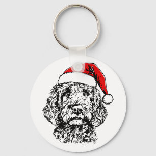 Schattig Prettig Kerstmis Goldendoodle Kerstman Ke Sleutelhanger