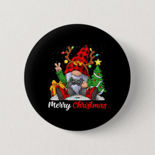 Schattig Prettig Kerstmis Kerstmis Gamer Kabouter  Ronde Button 5,7 Cm