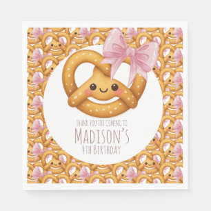 Schattig Pretzel Meisje Verjaardagsfeestje Servet