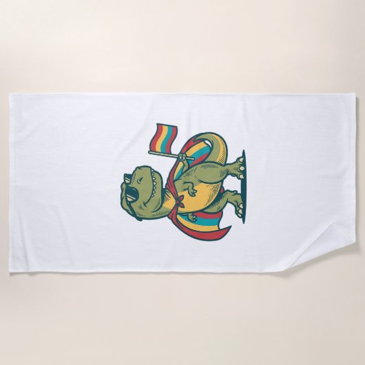 Schattig Pride Dinosaur Vector T-shirt Ontwerp_1 Strandlaken (Voorkant)