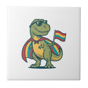 Schattig Pride Dinosaur Vector T-shirt Ontwerp_1 Tegeltje