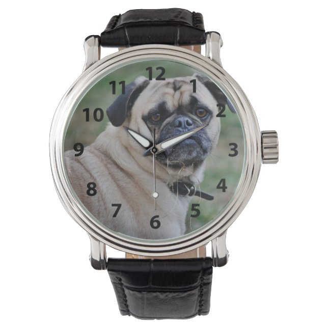 Schattig Pug Horloge (Voorkant)
