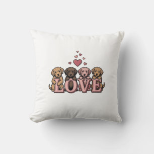 Schattig puppy liefde Valentijnsdag vintage gravee Kussen