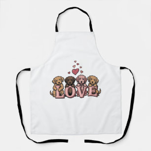 Schattig puppy liefde Valentijnsdag vintage gravee Schort