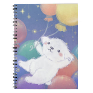 Schattig puppy met ballonnen en sterren notitieboek