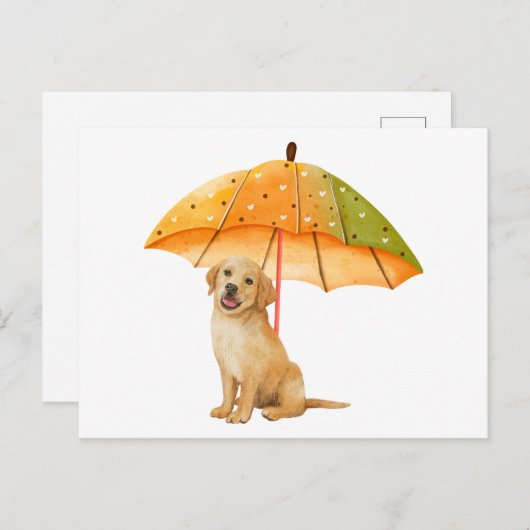 Schattig puppy onder herfstkleurparasol  briefkaart (Voorkant / Achterkant)