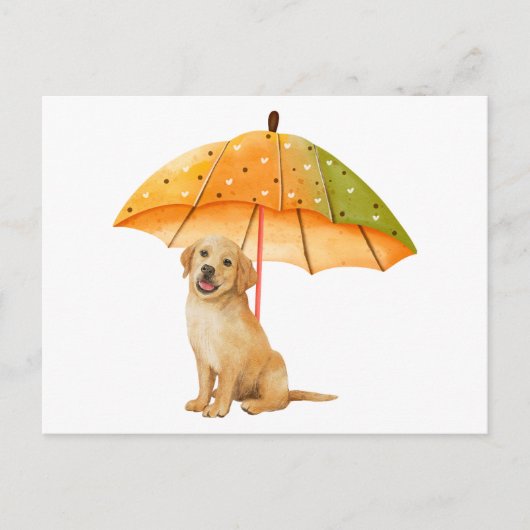 Schattig puppy onder herfstkleurparasol  briefkaart (Voorkant)