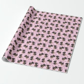 Schattig puppy patroon roze cadeaupapier (Uitgerold)